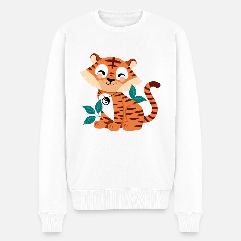 niedlicher Tiger - Männer Premium Bio Pullover - Weiß