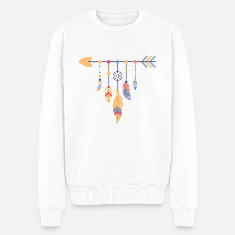 Pfeil mit Federn - Männer Premium Bio Pullover - Weiß