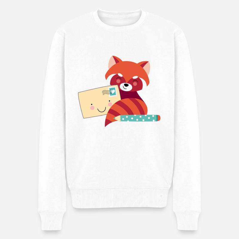Panda roux avec lettre - Pull Premium bio Homme - blanc