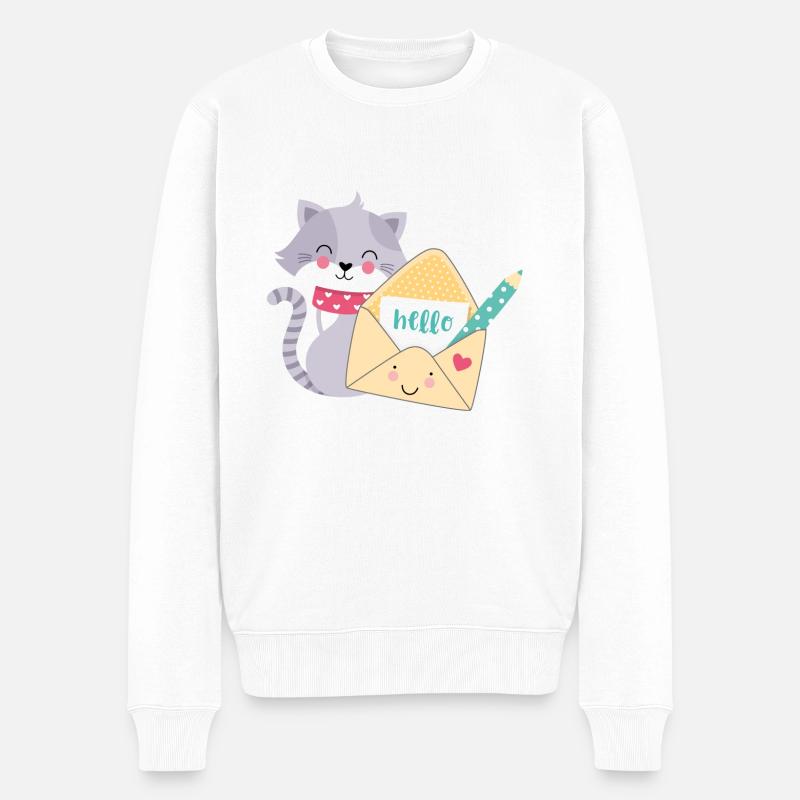 Katzen-Post - Männer Premium Bio Pullover - Weiß