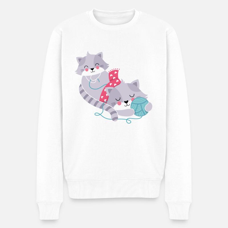 Chats à tubercule laineux - Pull Premium bio Homme - blanc