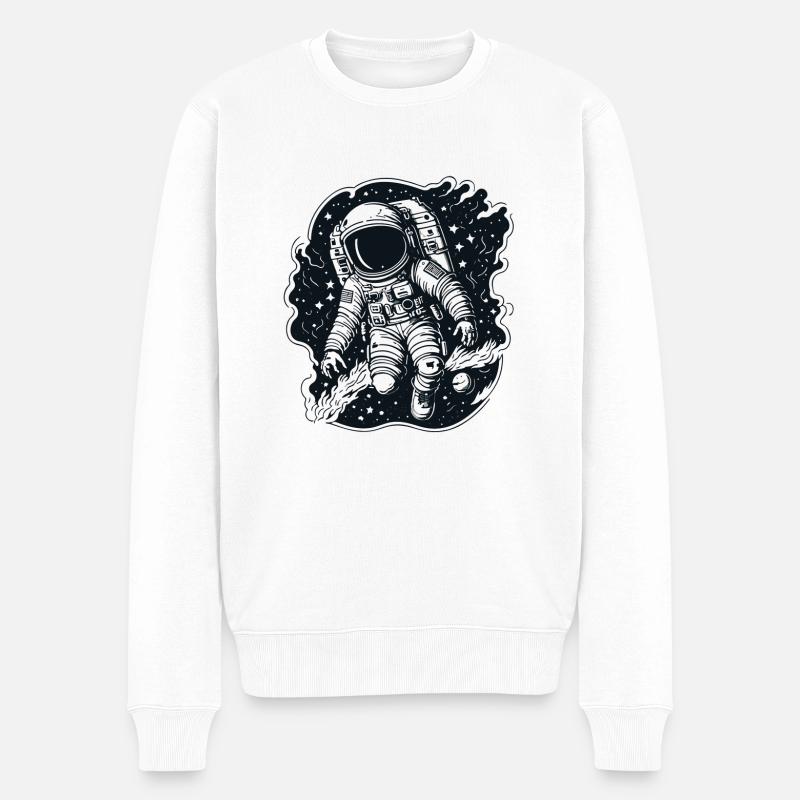 Kosmischer Entdecker - Männer Premium Bio Pullover - Weiß