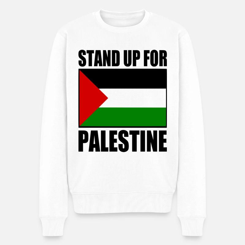 stand up for palestine - Männer Premium Bio Pullover - Weiß