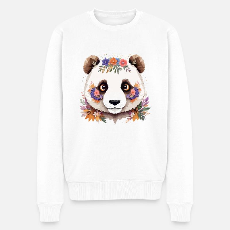 Panda Verspielt Entzückend Spaß Tier Bunt - Männer Premium Bio Pullover - Weiß