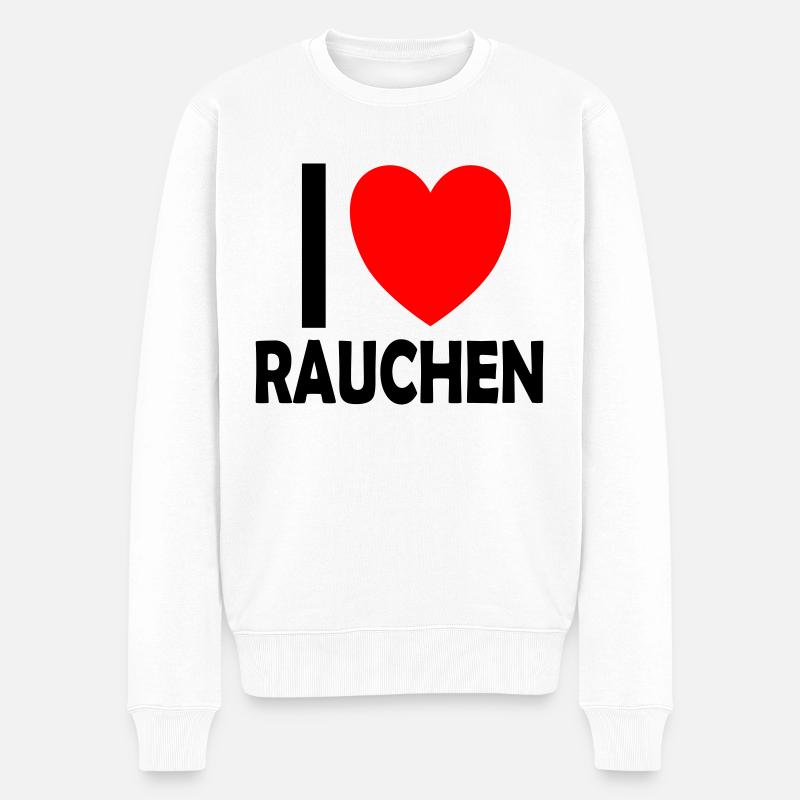 I ❤ RAUCHEN - Männer Premium Bio Pullover - Weiß