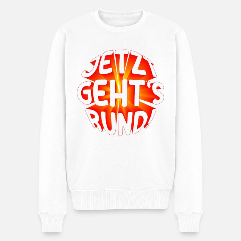 Jetzt gehts rund 3D - Männer Premium Bio Pullover - Weiß
