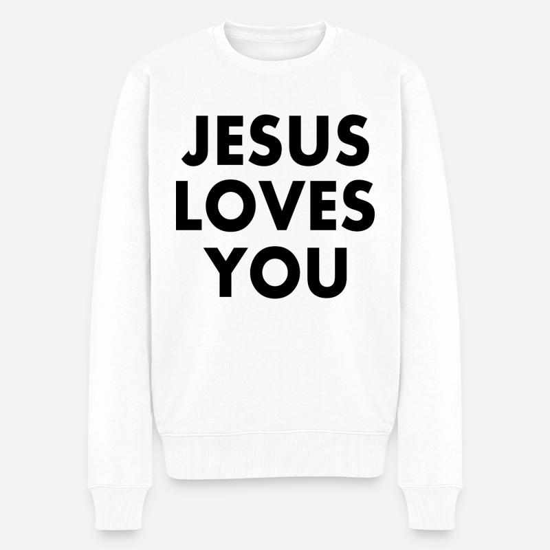 Jesus loves you - Männer Premium Bio Pullover - Weiß
