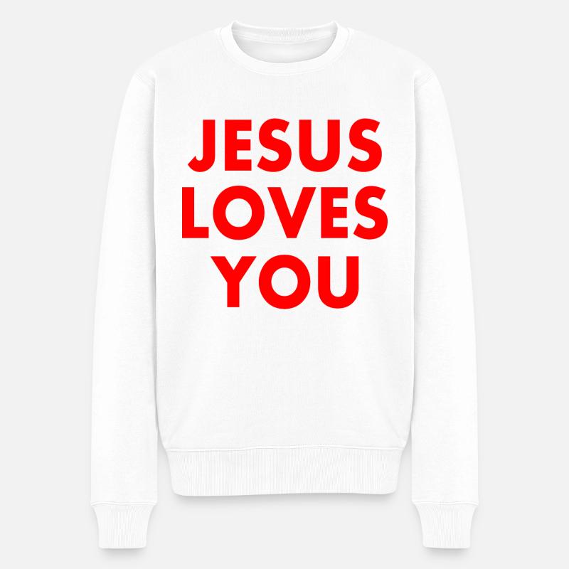 Jesus loves you - Männer Premium Bio Pullover - Weiß