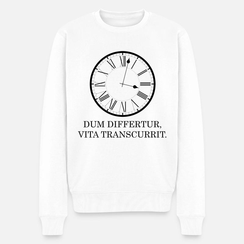 während man es aufschiebt latein schwarz - Männer Premium Bio Pullover - Weiß