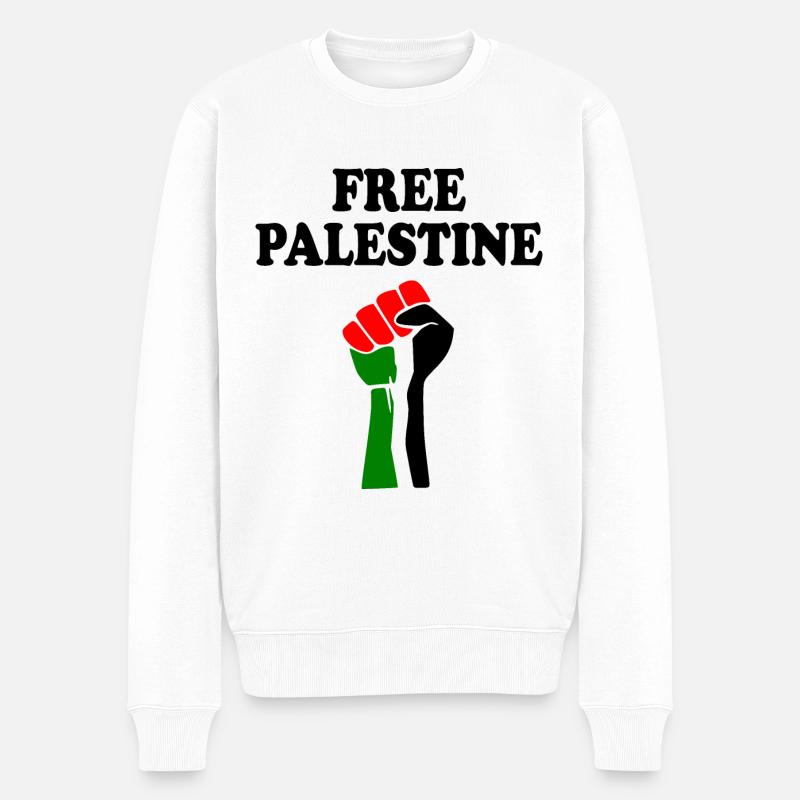 Free palestine - Männer Premium Bio Pullover - Weiß