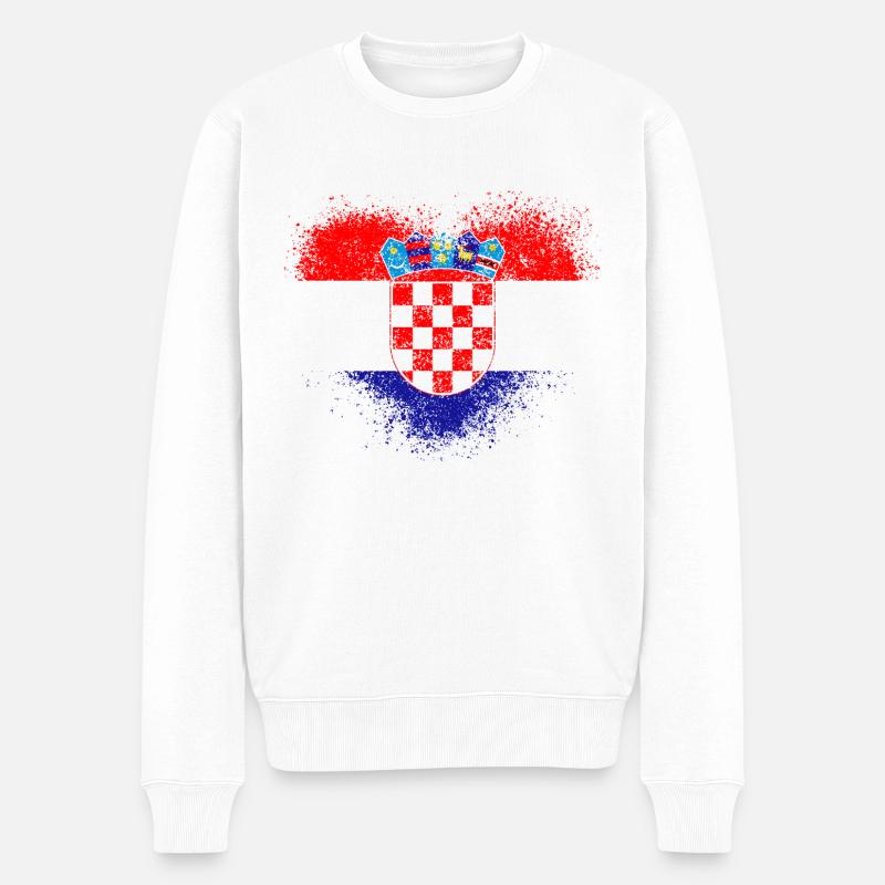 Kroatien - Männer Premium Bio Pullover - Weiß
