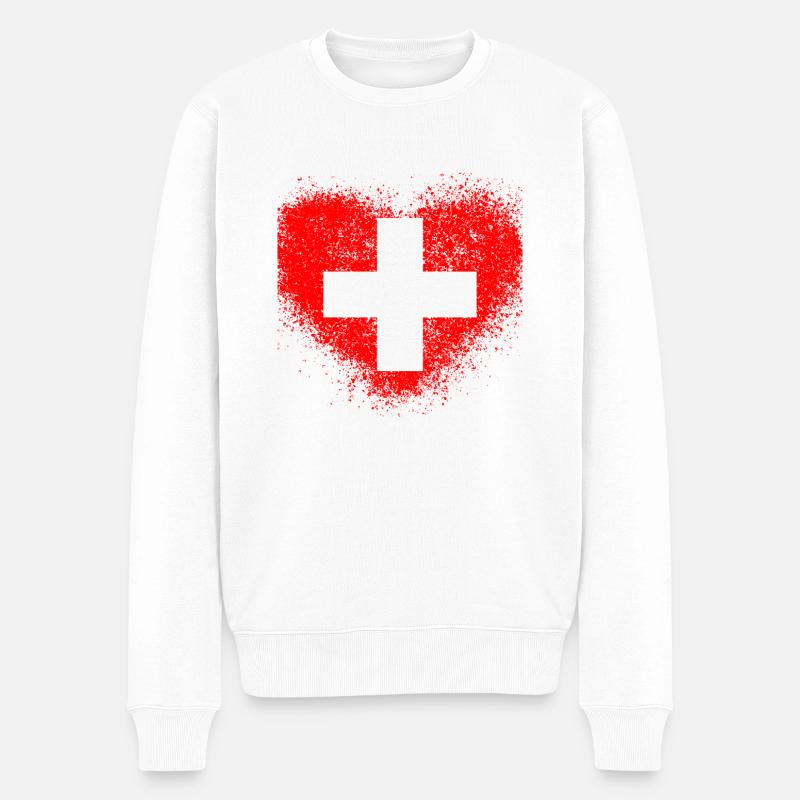 Schweiz - Männer Premium Bio Pullover - Weiß