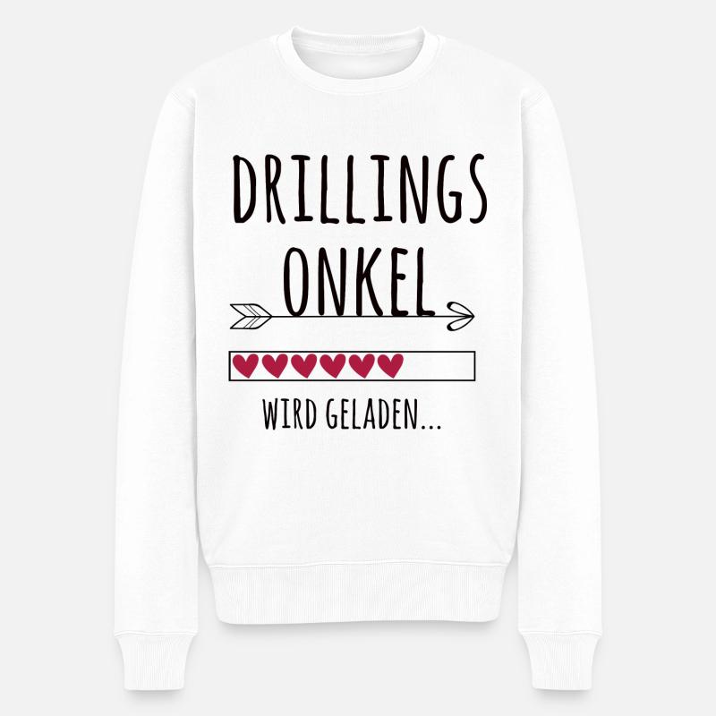 werdender Drillingsonkel Schwangerschaft Drillinge - Männer Premium Bio Pullover - Weiß