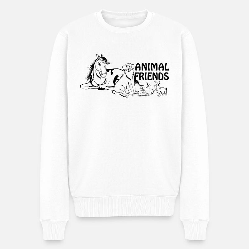 Tierfreunde animal friends - Männer Premium Bio Pullover - Weiß