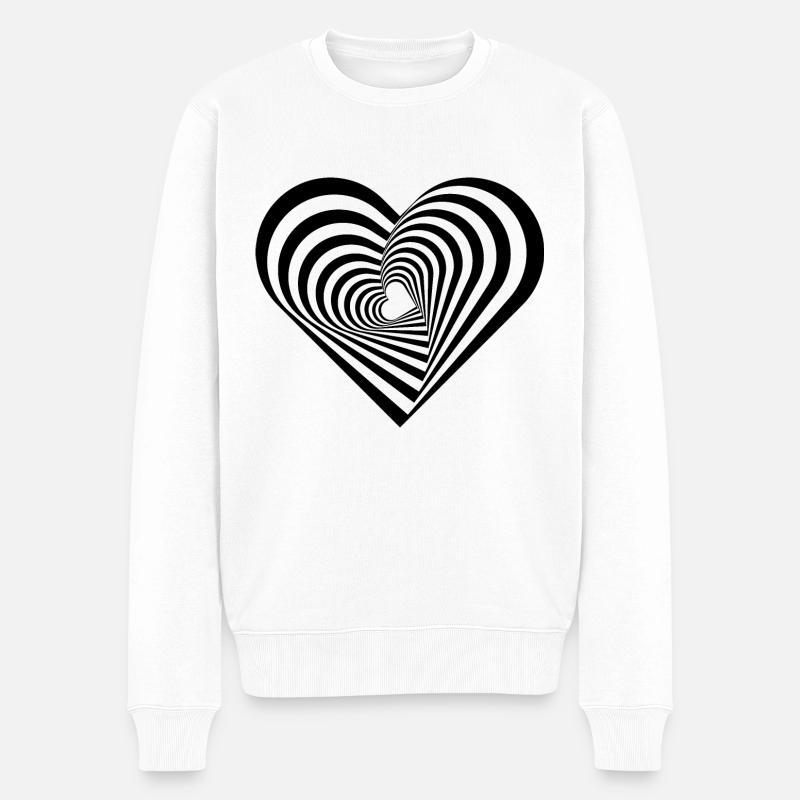 Heart Illusion - Illusion d’optique - Pull Premium bio Homme - blanc