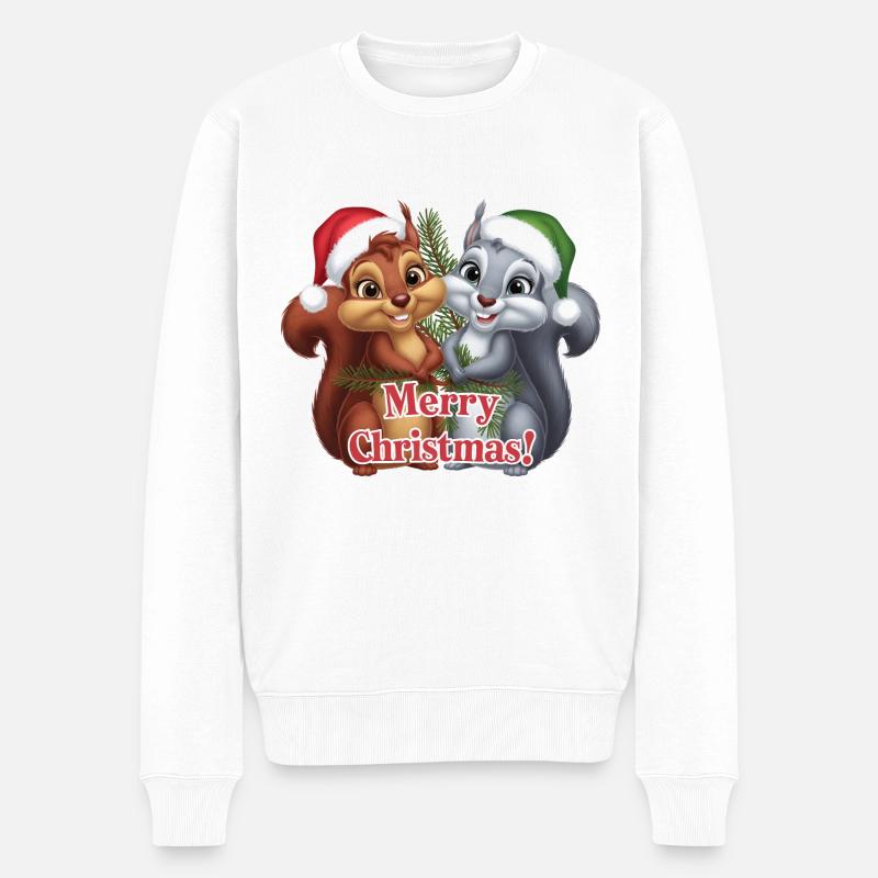 Joyeux Noël Écureuil Noël Mignon - Pull Premium bio Homme - blanc