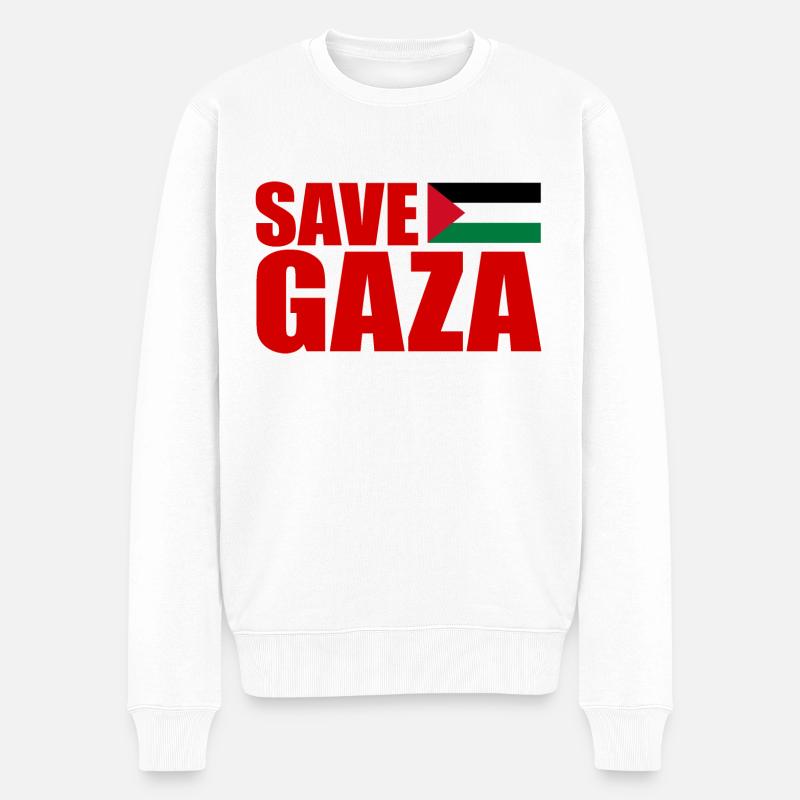 Save gaza - Pull Premium bio Homme - blanc