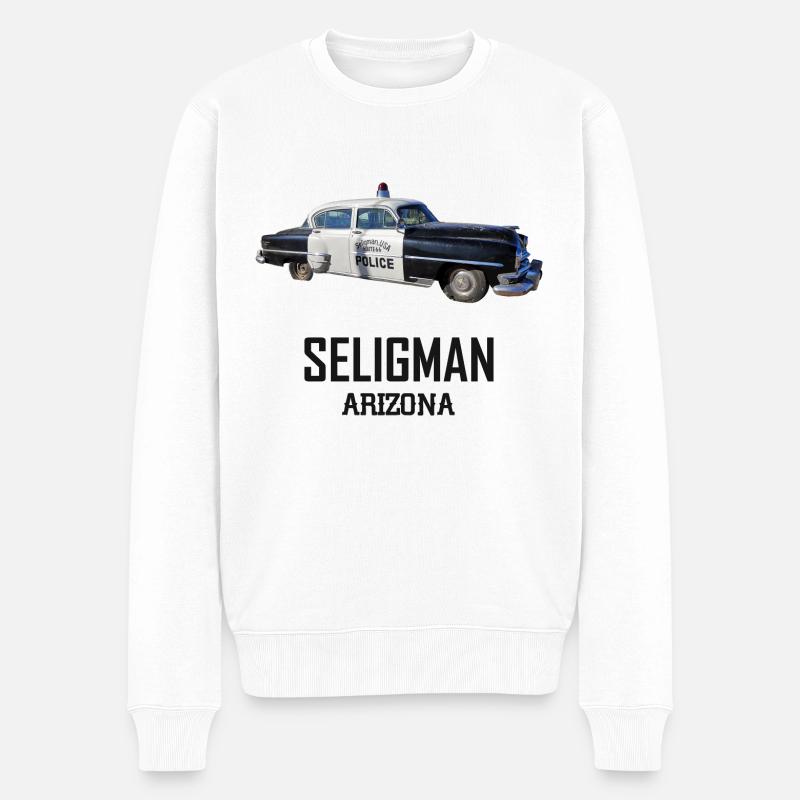 Oldtimer, Seligman, Arizona, Straße 66 USA - Männer Premium Bio Pullover - Weiß