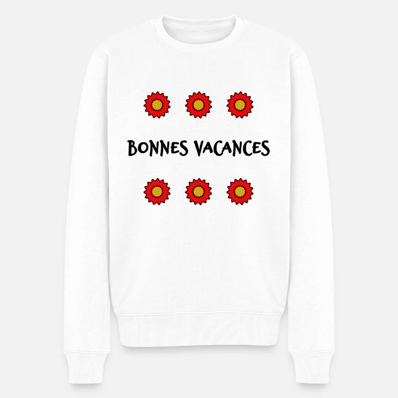 VACANCES. VIVE LES VACANCES. VACANCES. - Pull Premium bio Homme - blanc