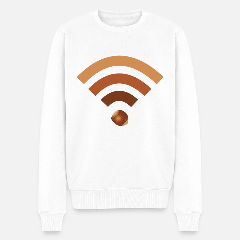 wifi haselnuss - Männer Premium Bio Pullover - Weiß