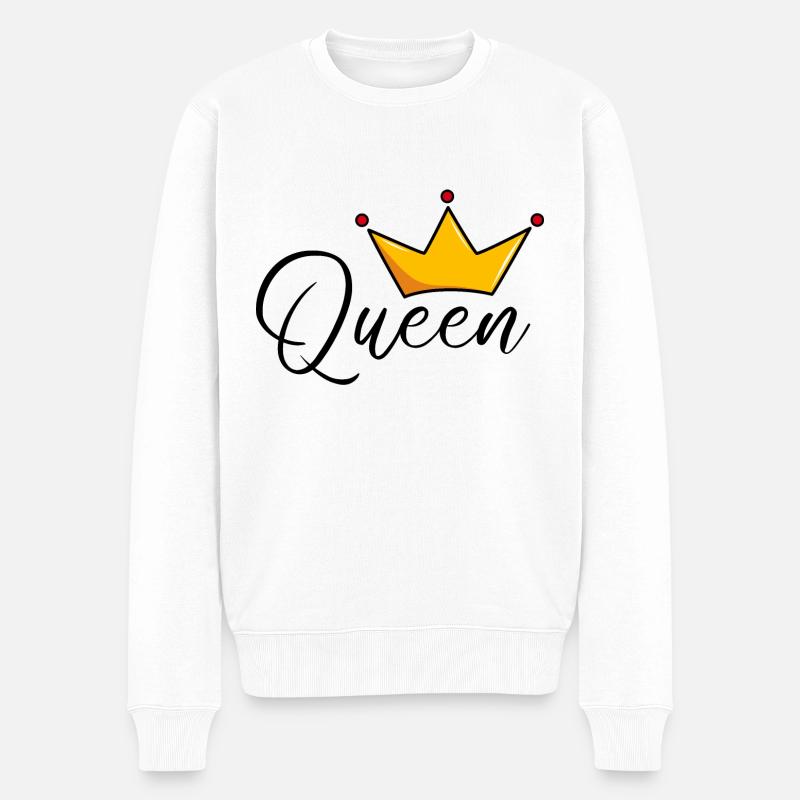 Queen mit Krone - Männer Premium Bio Pullover - Weiß