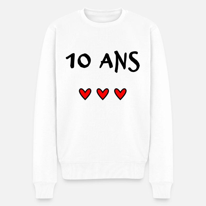 10 ANS. 10e ANNIVERSAIRE. ANNIVERSAIRE 10 ANS - Pull Premium bio Homme - blanc