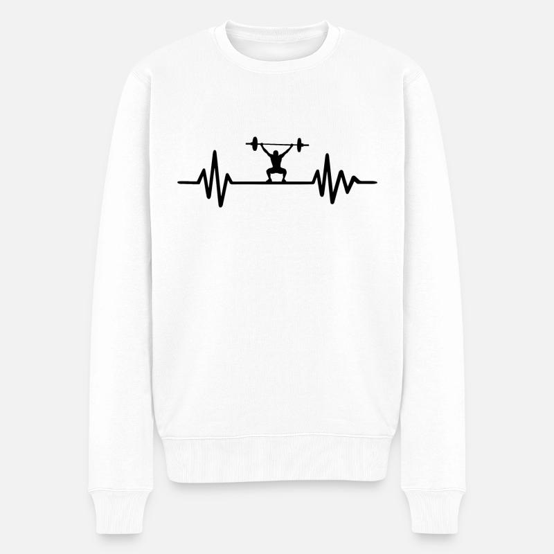 Haltérophilie - Heartbeat - Pull Premium bio Homme - blanc