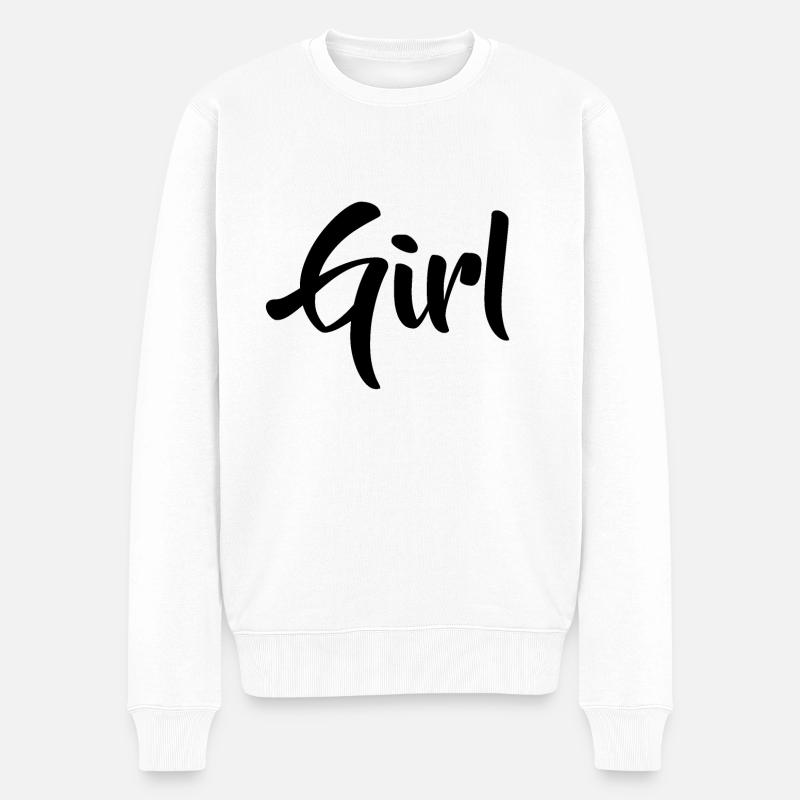 Girl - Schriftzug - Männer Premium Bio Pullover - Weiß