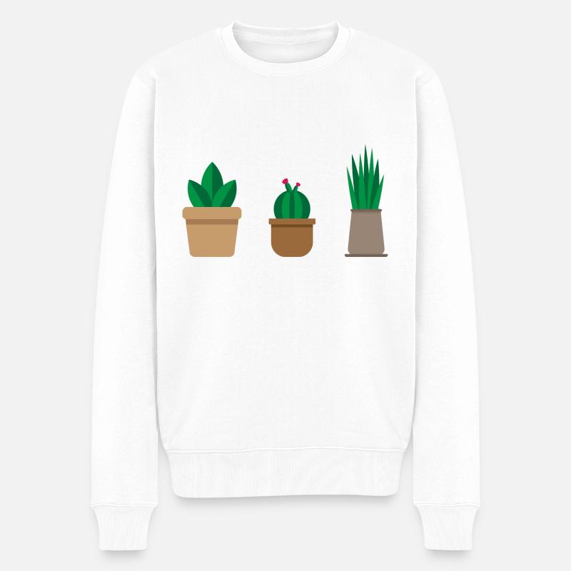 Cadeau de cactus design plat minimal cactus - Pull Premium bio Homme - blanc