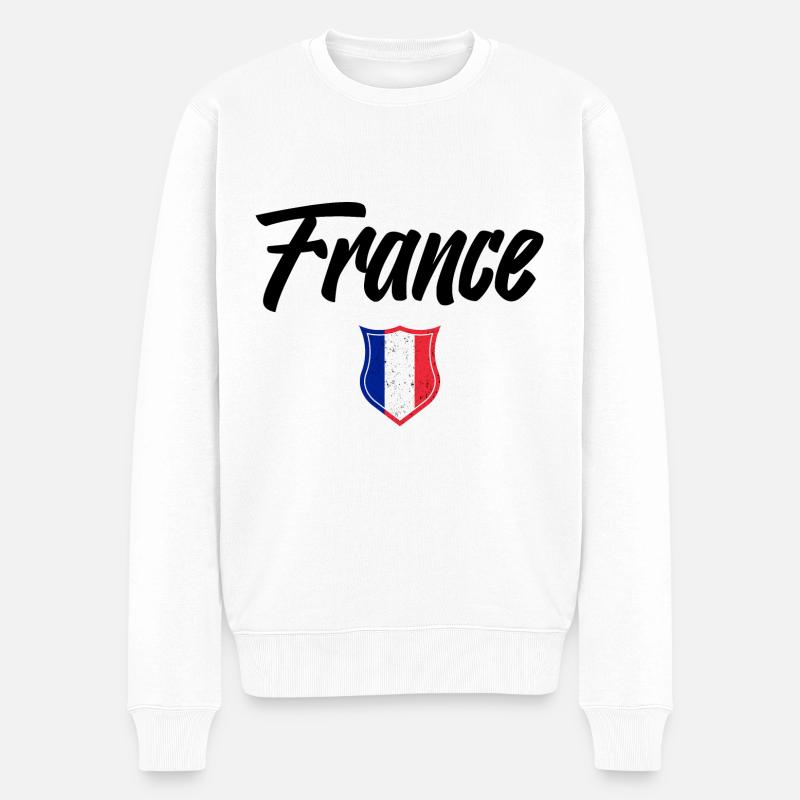 FRANKREICH - Männer Premium Bio Pullover - Weiß
