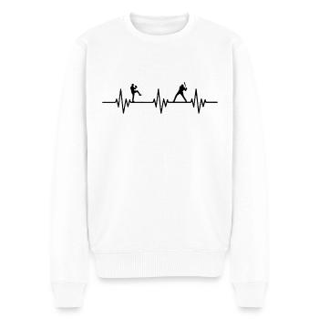 Battement de cœur de joueur de baseball et de baseball - Pull Premium bio Homme - blanc - Devant - Thijin (182cm)