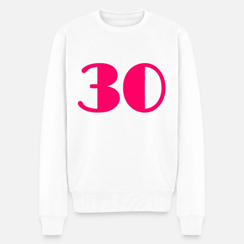 30 ANS. 30e ANNIVERSAIRE. ANNIVERSAIRE 30 ANS. 30 - Pull Premium bio Homme - blanc