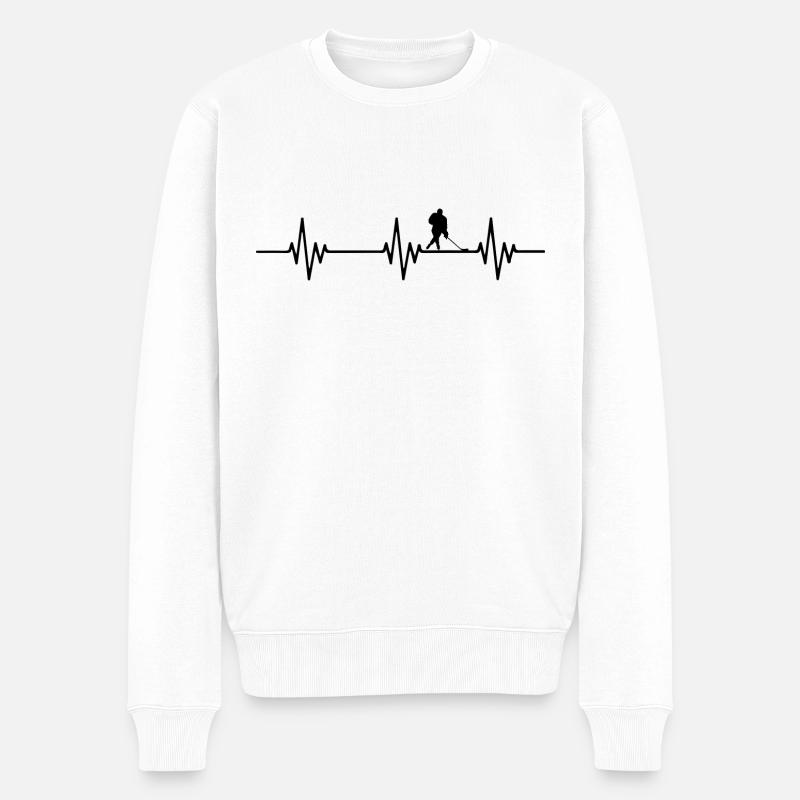 Eishockey - Herzschlag - Männer Premium Bio Pullover - Weiß