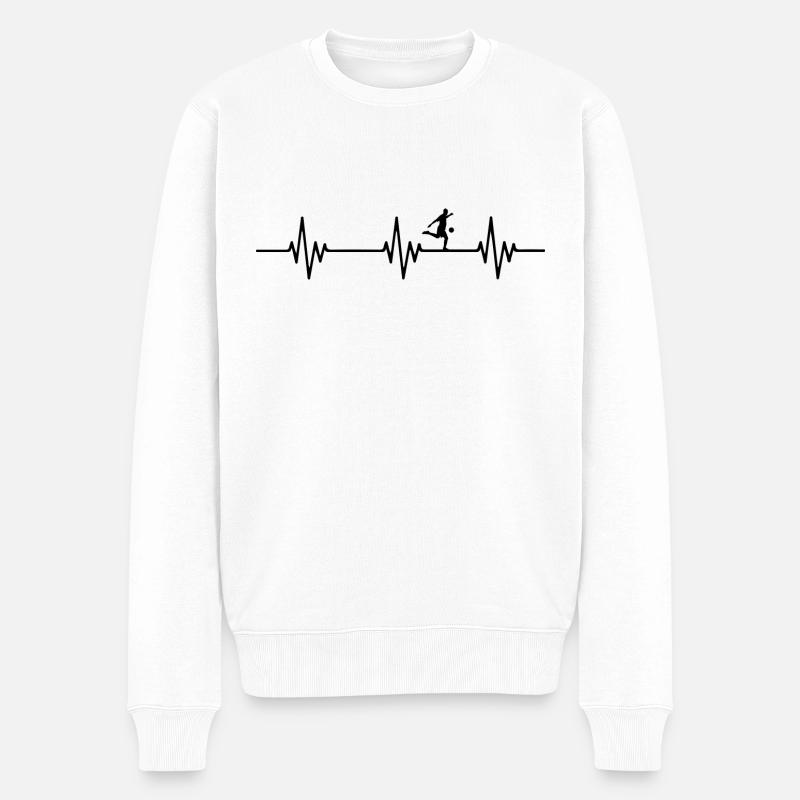 Fußball Herzschlag - Männer Premium Bio Pullover - Weiß