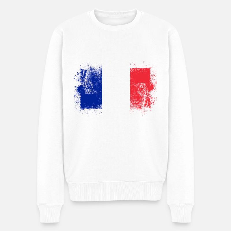 Frankreich - Männer Premium Bio Pullover - Weiß