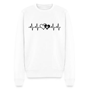 Hundepfote - Herzschlag - Männer Premium Bio Pullover - Weiß - Vorne - Thijin (182cm)