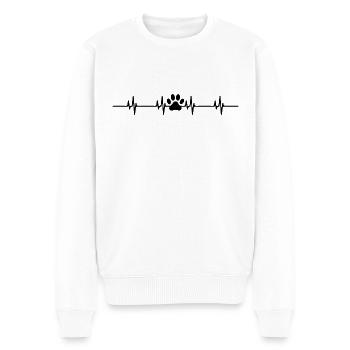 Hundepfote Herzschlag - Männer Premium Bio Pullover - Weiß - Vorne - Thijin (182cm)
