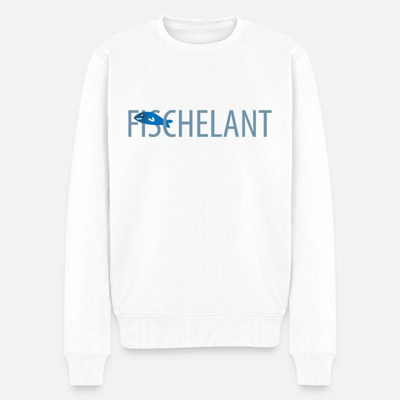 Sachsen Fisch lustig - Männer Premium Bio Pullover - Weiß