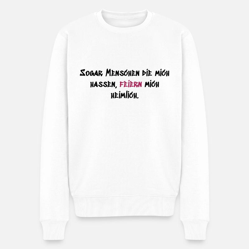 Menschen die mich hassen - Männer Premium Bio Pullover - Weiß