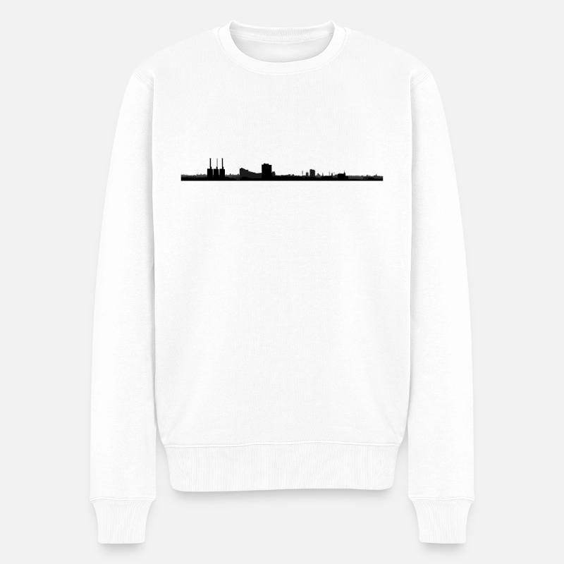 Hannover Skyline "Hannover Linden" - Männer Premium Bio Pullover - Weiß