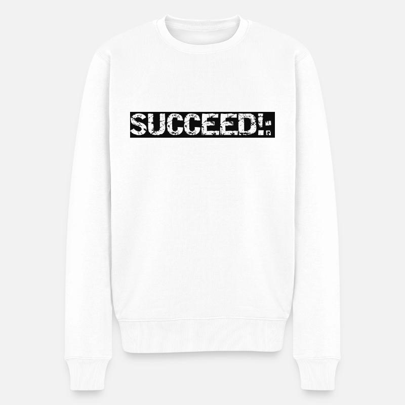 SUCCEED!: - Männer Premium Bio Pullover - Weiß