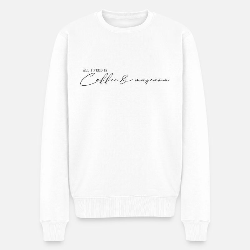 All I need is coffee mascara - Männer Premium Bio Pullover - Weiß
