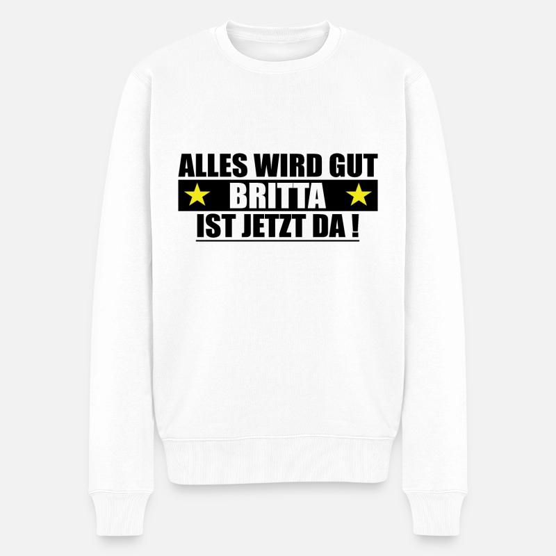 Britta Nom Prénom Anniversaire - Pull Premium bio Homme - blanc