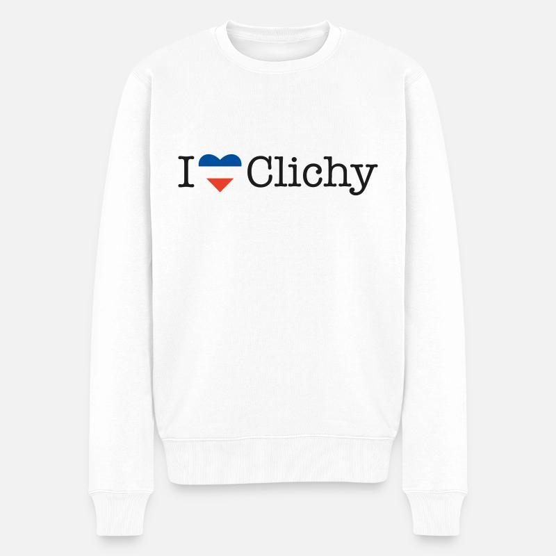 I love Clichy - Männer Premium Bio Pullover - Weiß