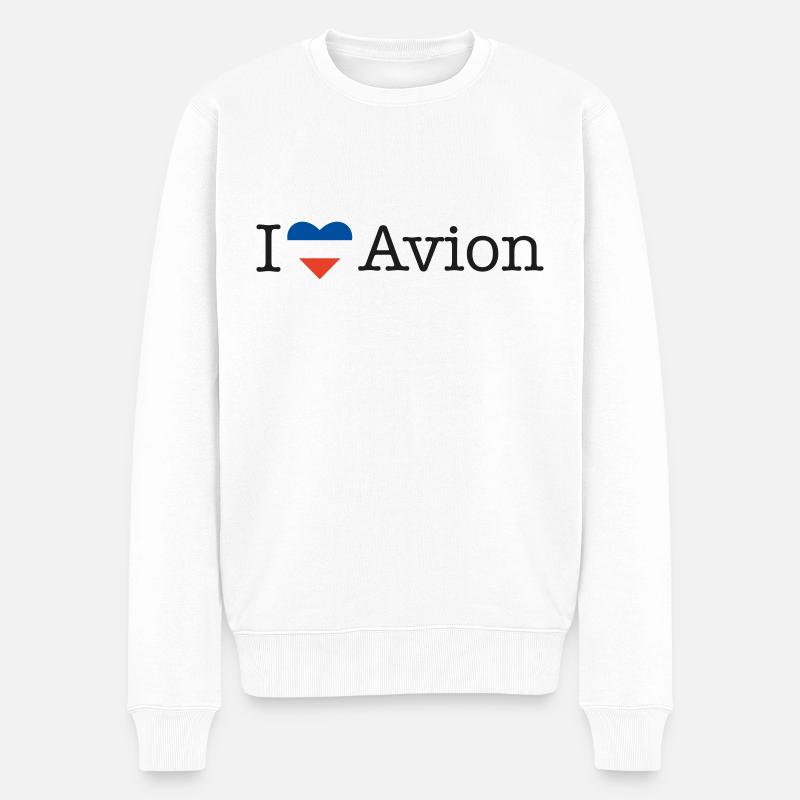 I love Avion - Männer Premium Bio Pullover - Weiß