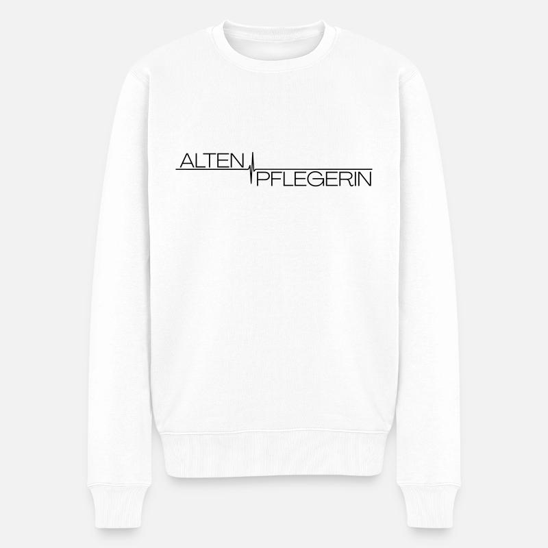 Ekg Altenpflegerin Herzschlag - Männer Premium Bio Pullover - Weiß