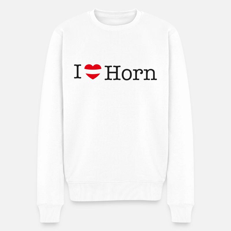 I love Horn - Männer Premium Bio Pullover - Weiß