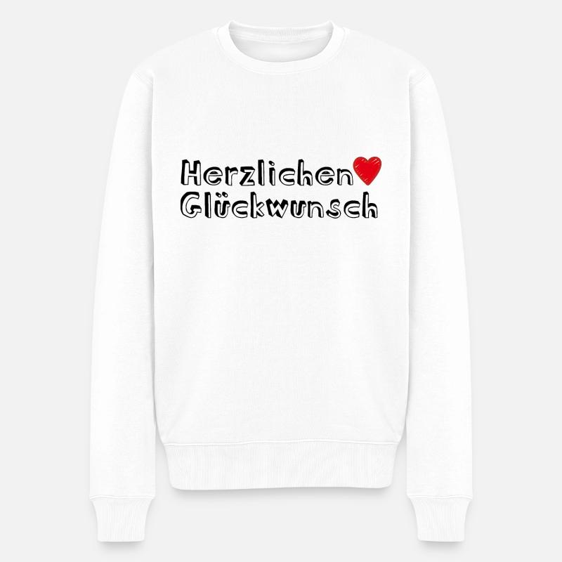 Herzlichen Glückwunsch Geschenk - Männer Premium Bio Pullover - Weiß