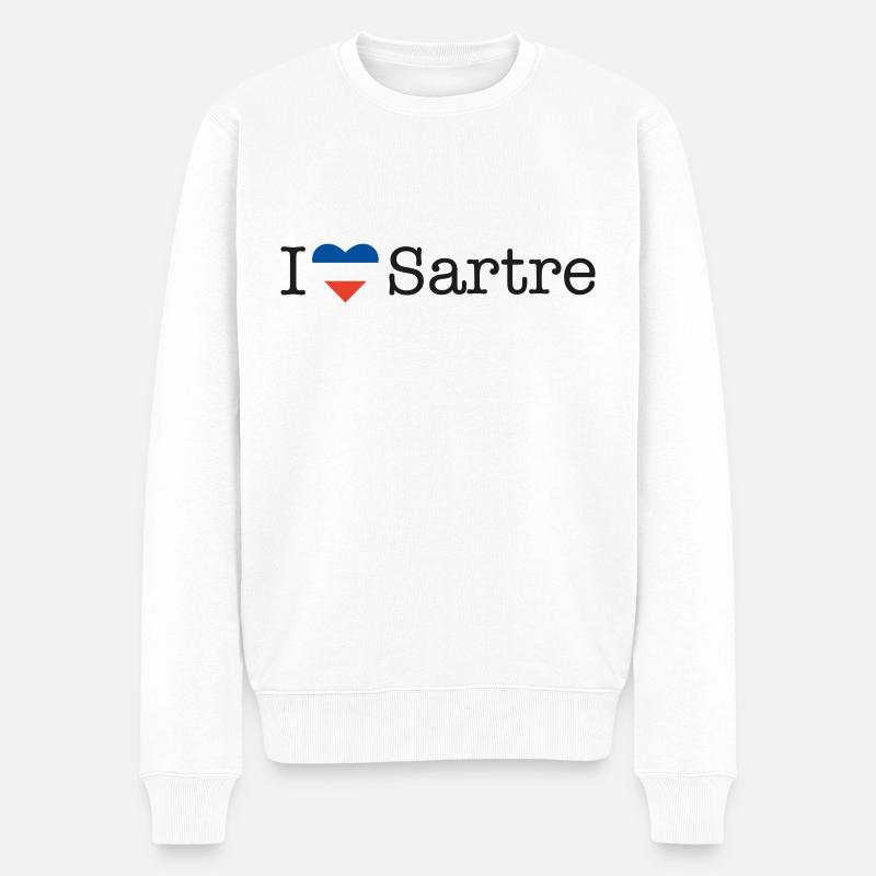 I love Sartre - Männer Premium Bio Pullover - Weiß