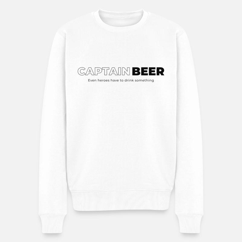 Captain Beer - Männer Premium Bio Pullover - Weiß